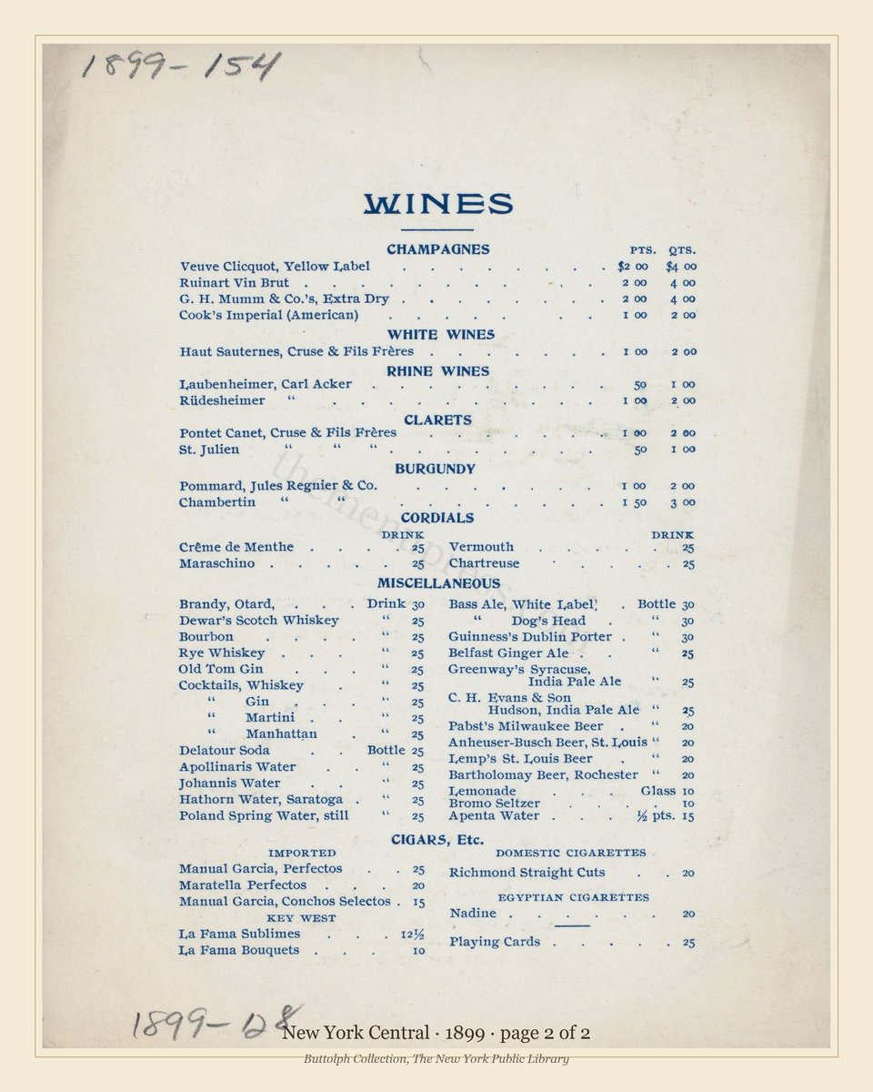 Vintage menu — page 2 of 2