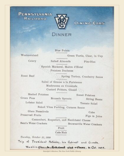 Pennsylvania Railroad · 1899 — Dinner