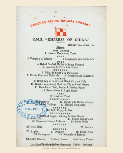 Canadian Pacific Railway Company · 1900 — [Dinner]