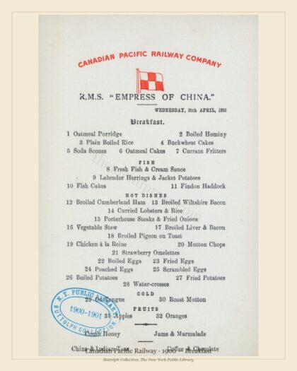 Canadian Pacific Railway · 1900 — Breakfast