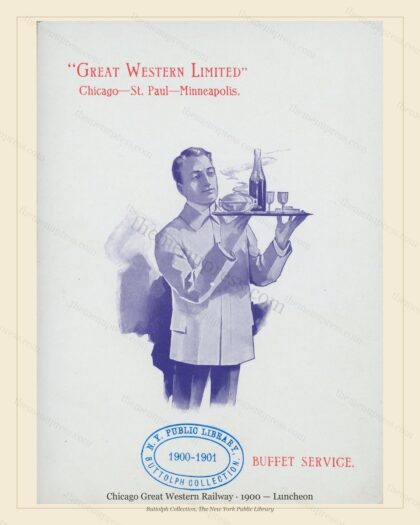 Vintage menu preview — 1900 Vintage Lunch Menu — Chicago Great Western Railway, American Rail Dining Ca