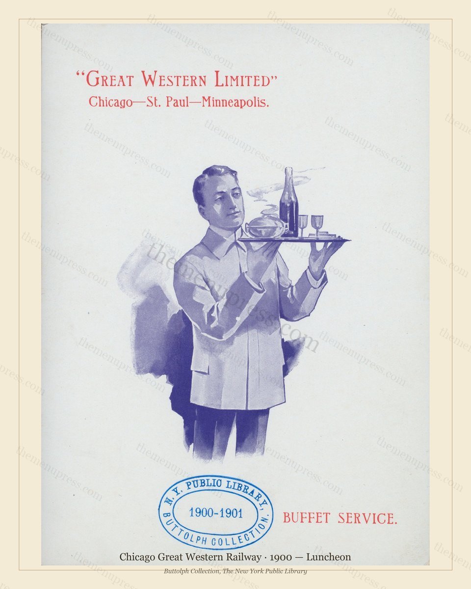 Vintage menu preview — 1900 Vintage Lunch Menu — Chicago Great Western Railway, American Rail Dining Ca