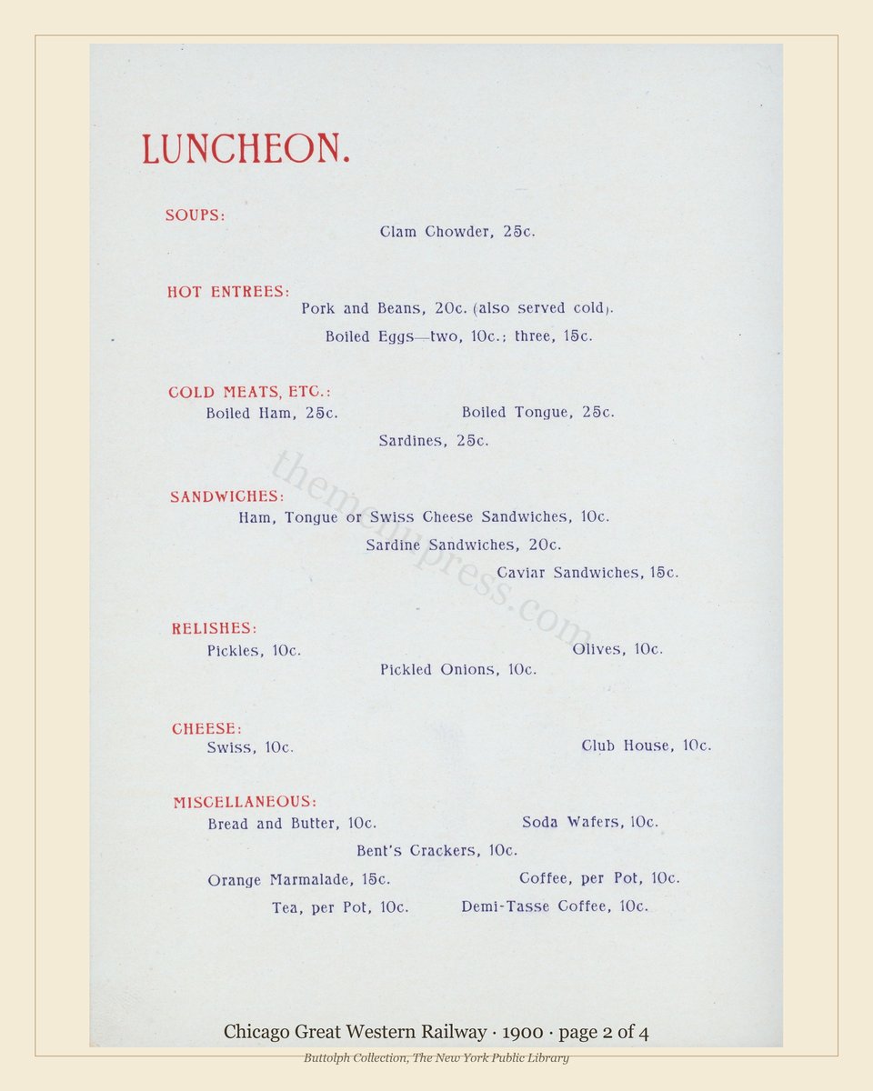 Vintage menu — page 2 of 4