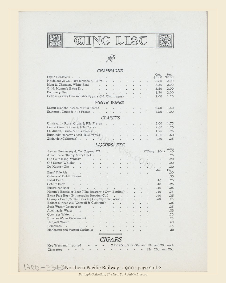 Vintage menu — page 2 of 2
