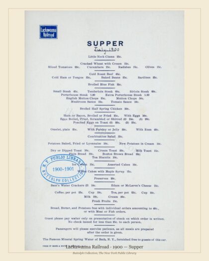 Lackawanna Railroad · 1900 — Supper