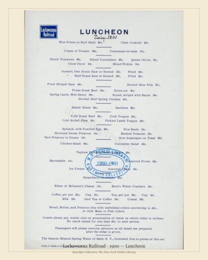 Lackawanna Railroad · 1900 — Luncheon