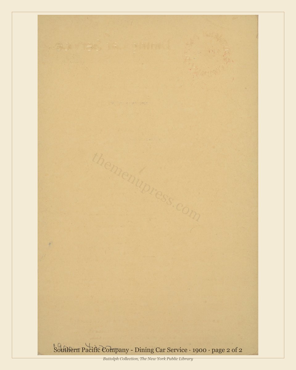 Vintage menu — page 2 of 2