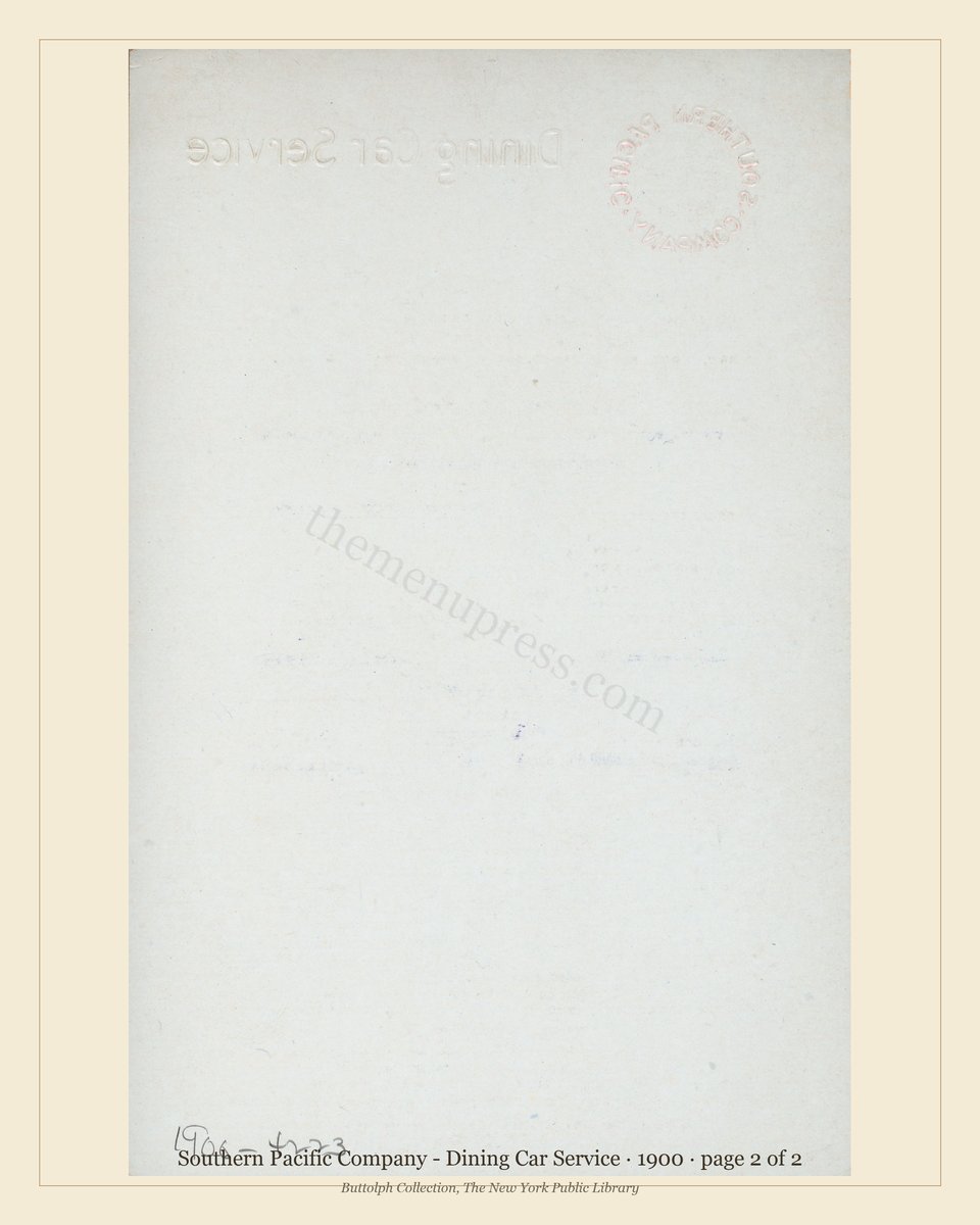 Vintage menu — page 2 of 2