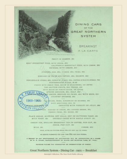 Great Northern System - Dining Car · 1901 — Breakfast