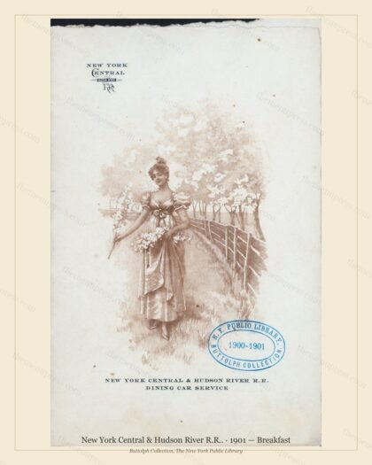 Vintage menu preview — 1901 Vintage Breakfast Menu — New York Central & Hudson River R.R, American
