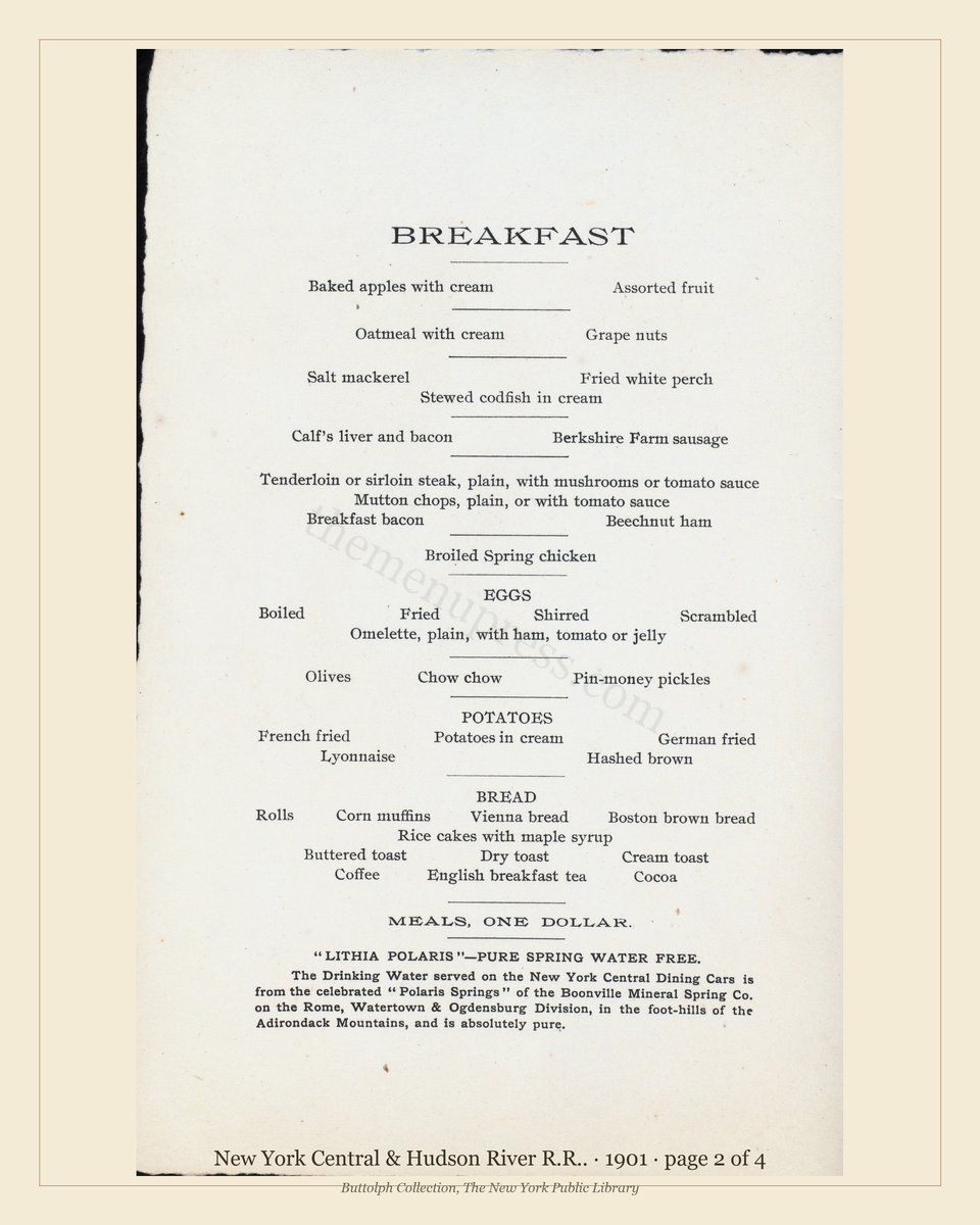 Vintage menu — page 2 of 4