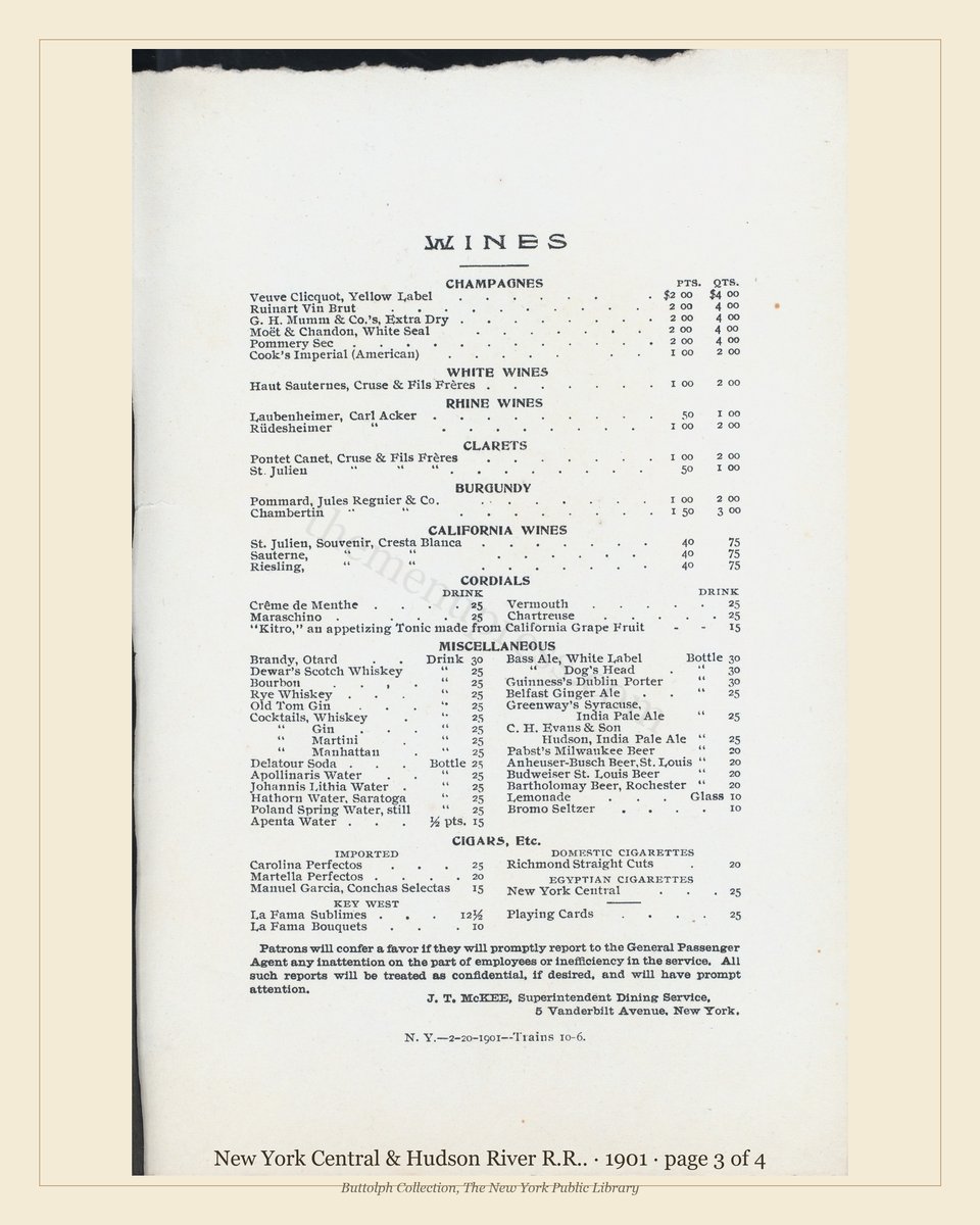 Vintage menu — page 3 of 4