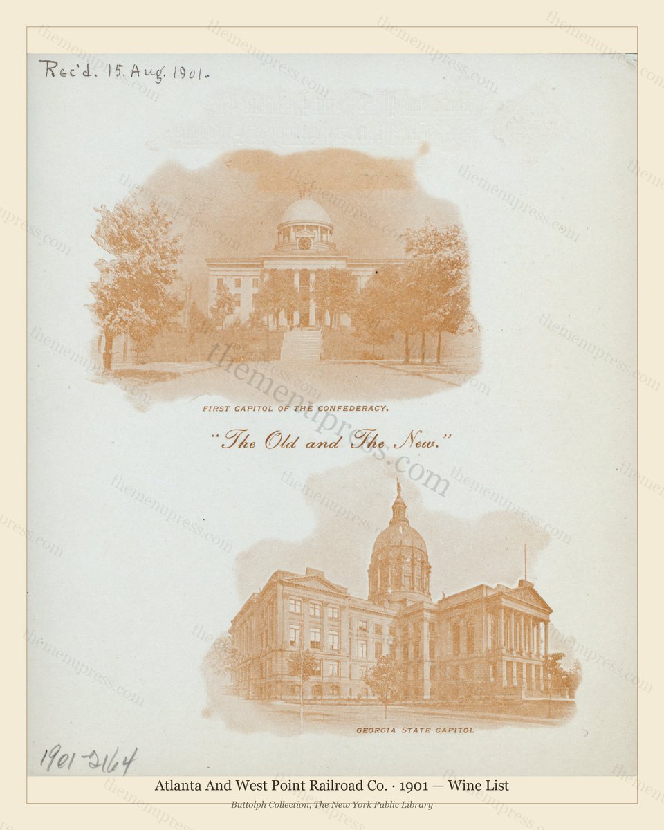 Vintage menu preview — 1901 Vintage Dining Car Menu — Atlanta and West Point Railroad, American Rail Di