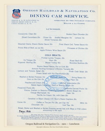 Oregon Railroad & Navigation Co. · 1901 — Luncheon