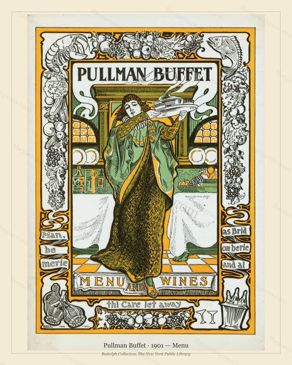 Vintage menu preview — 1901 Vintage Dining Car Menu — Pullman Buffet, American Rail Dining Car (Complet