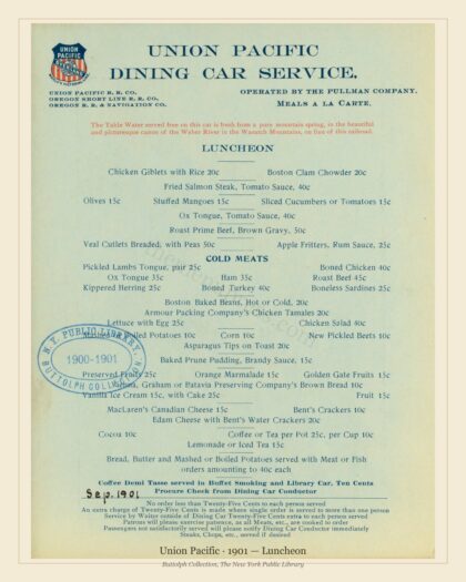 Union Pacific · 1901 — Luncheon