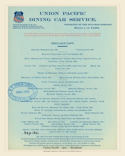 Union Pacific · 1901 — Breakfast
