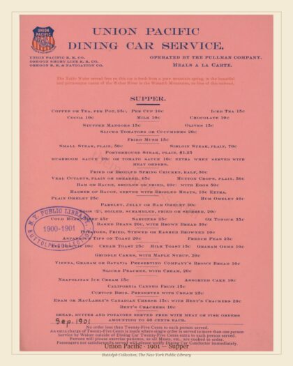 Union Pacific · 1901 — Supper