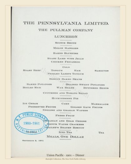 Union Pacific · 1901 — Dinner