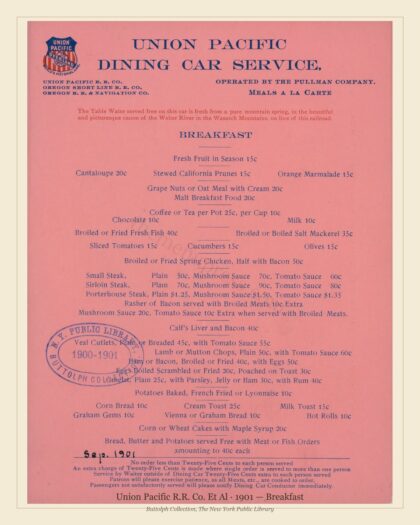 Union Pacific R.R. Co. Et Al · 1901 — Breakfast