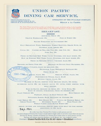 Union Pacific R.R. Co. Et Al · 1901 — Breakfast