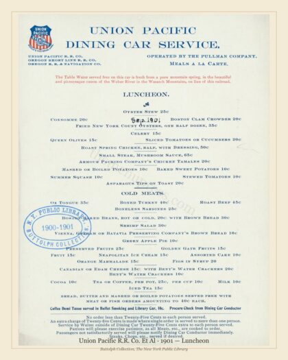 Union Pacific R.R. Co. Et Al · 1901 — Luncheon