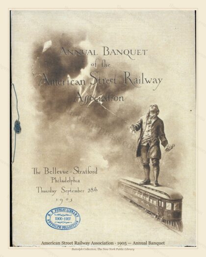 Vintage menu preview — 1905 Vintage Banquet Menu — American Street Railway Association, American Rail D