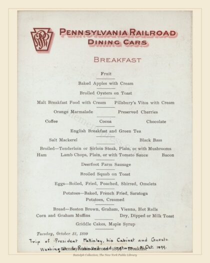 Pennsylvania Railroad · 1899 — Breakfast