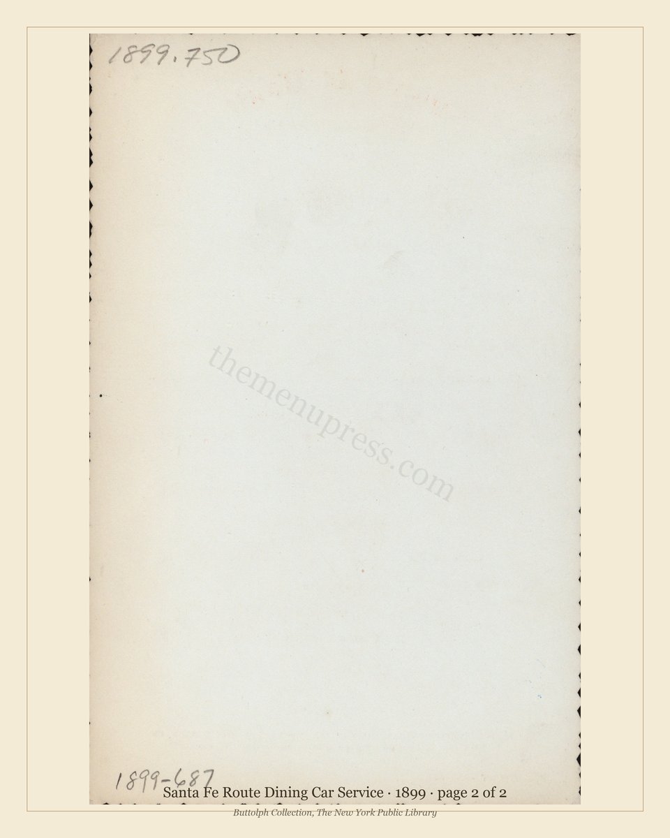 Vintage menu — page 2 of 2