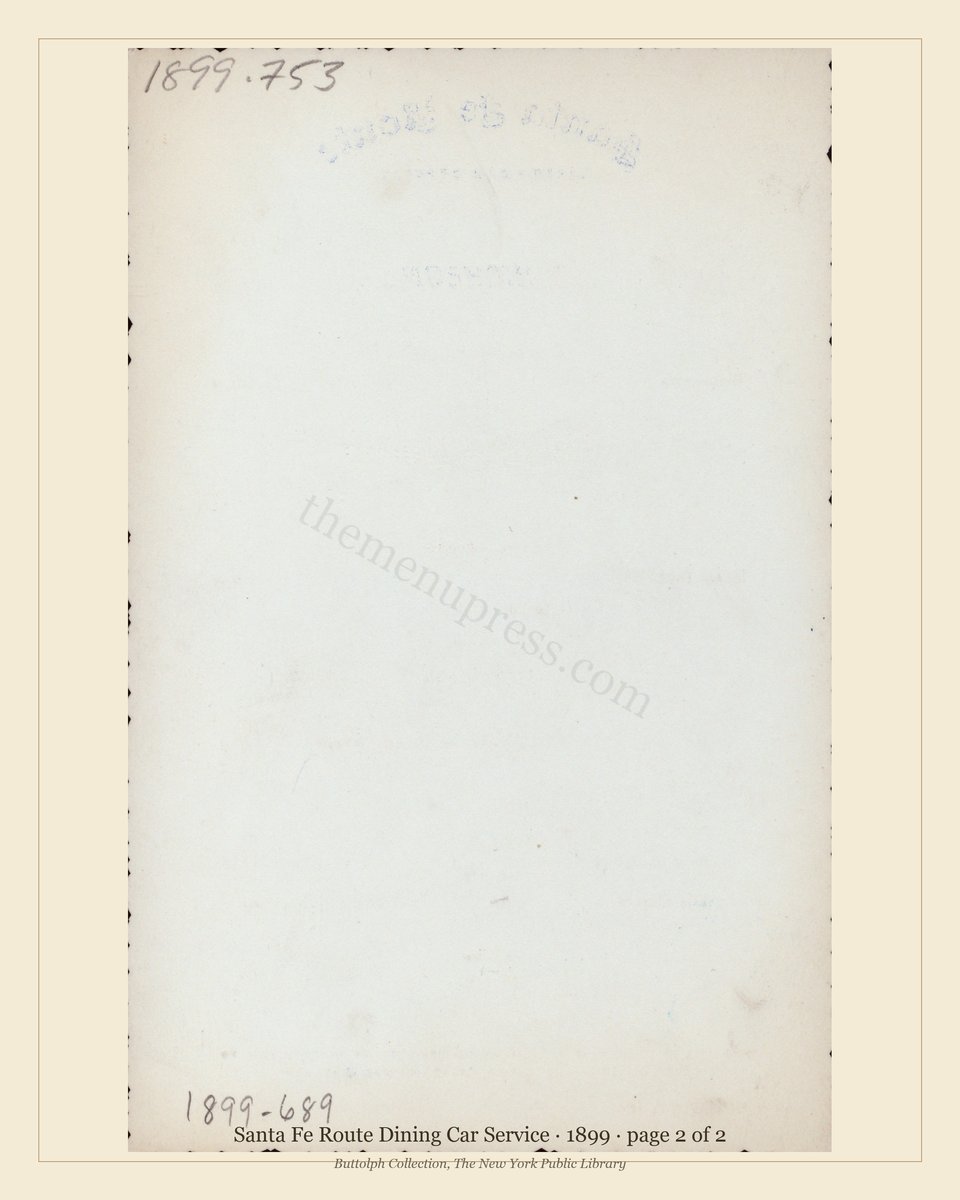Vintage menu — page 2 of 2