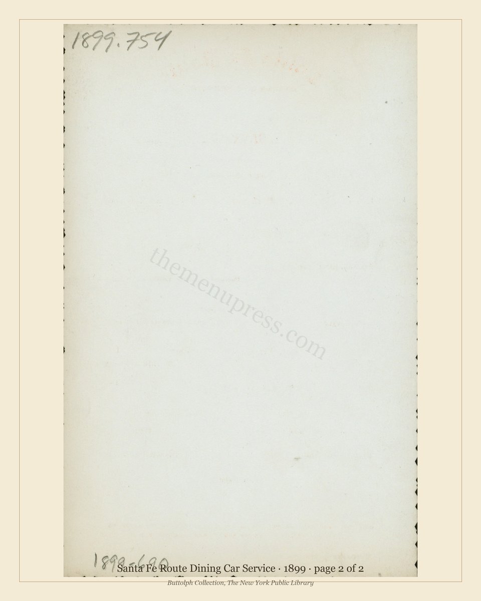 Vintage menu — page 2 of 2