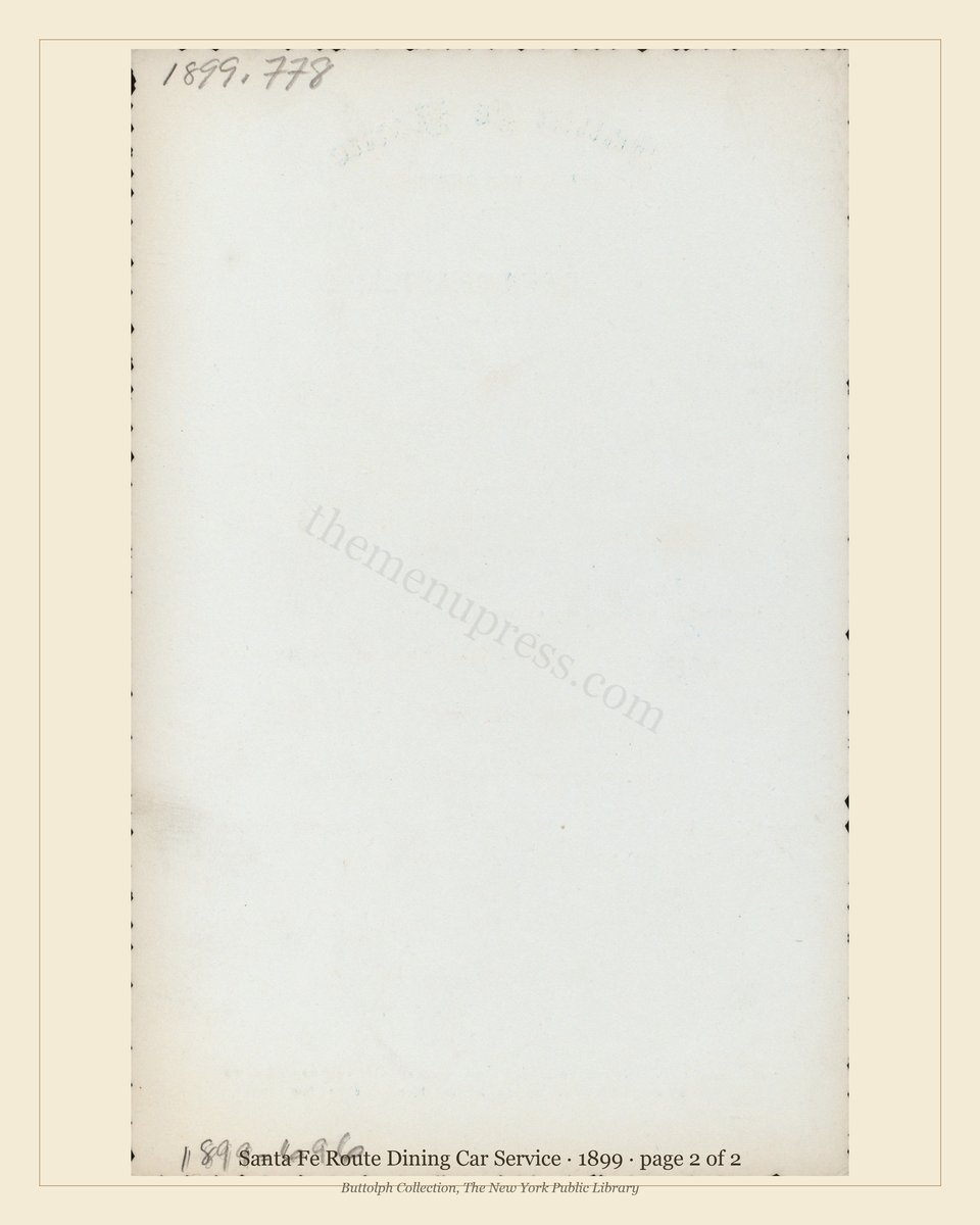 Vintage menu — page 2 of 2