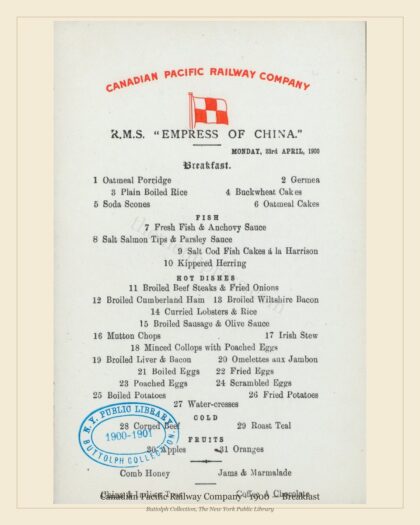 Canadian Pacific Railway Company · 1900 — Breakfast