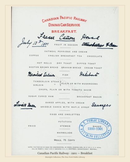 Canadian Pacific Railway · 1901 — Breakfast