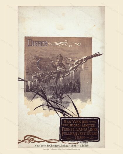 Vintage menu preview — 1888 Vintage Dinner Menu — New York & Chicago, American Rail Dining Car (Com