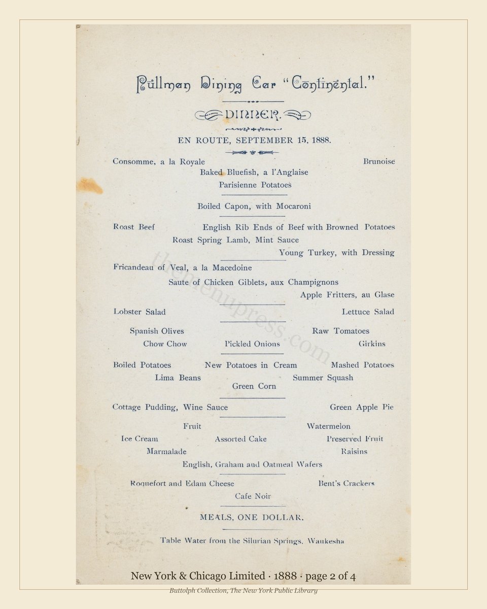 Vintage menu — page 2 of 4