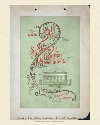 Vintage menu preview — 1890 Vintage Banquet Menu — American Street Railway Association, American Rail D