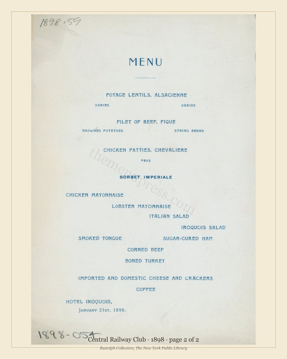 Vintage menu — page 2 of 2