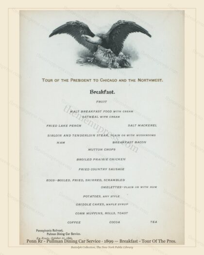 Vintage menu preview — 1899 Vintage Breakfast Menu — Penn Rr - Pullman Dining Car Servic, American Rail