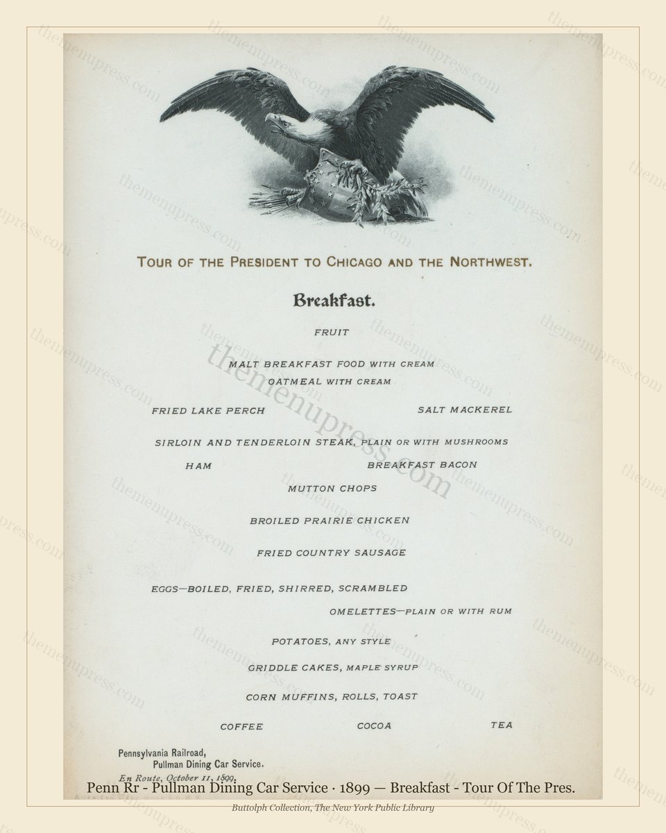 Vintage menu preview — 1899 Vintage Breakfast Menu — Penn Rr - Pullman Dining Car Servic, American Rail