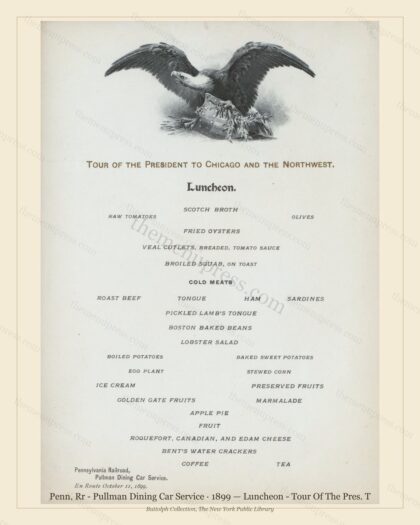 Vintage menu preview — 1899 Vintage Lunch Menu — Penn. Rr - Pullman Dining Car Servi, American Rail Din