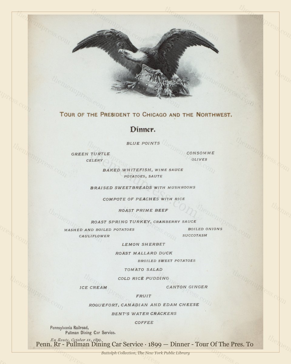 Vintage menu preview — 1899 Vintage Dinner Menu — Penn. Rr - Pullman Dining Car Servi, American Rail Di