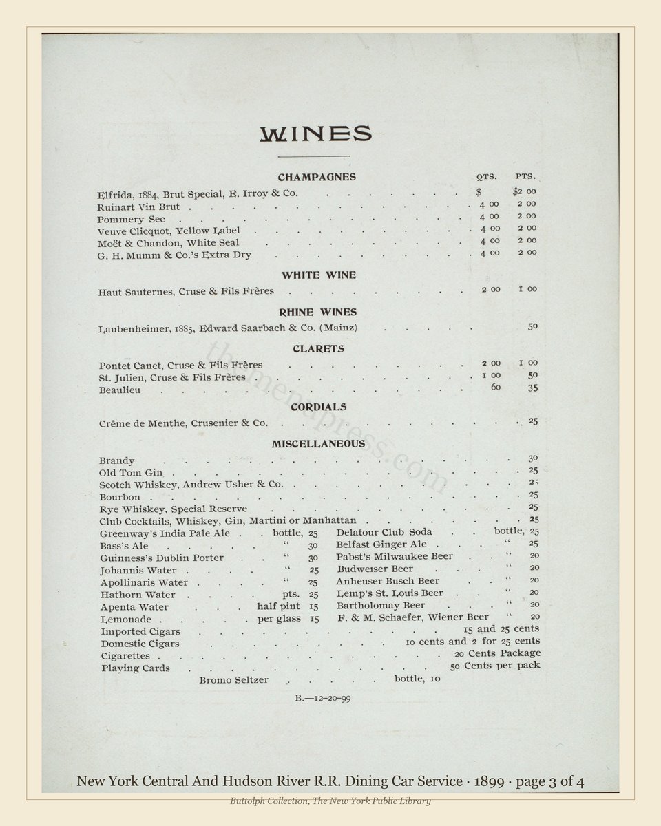 Vintage menu — page 3 of 4
