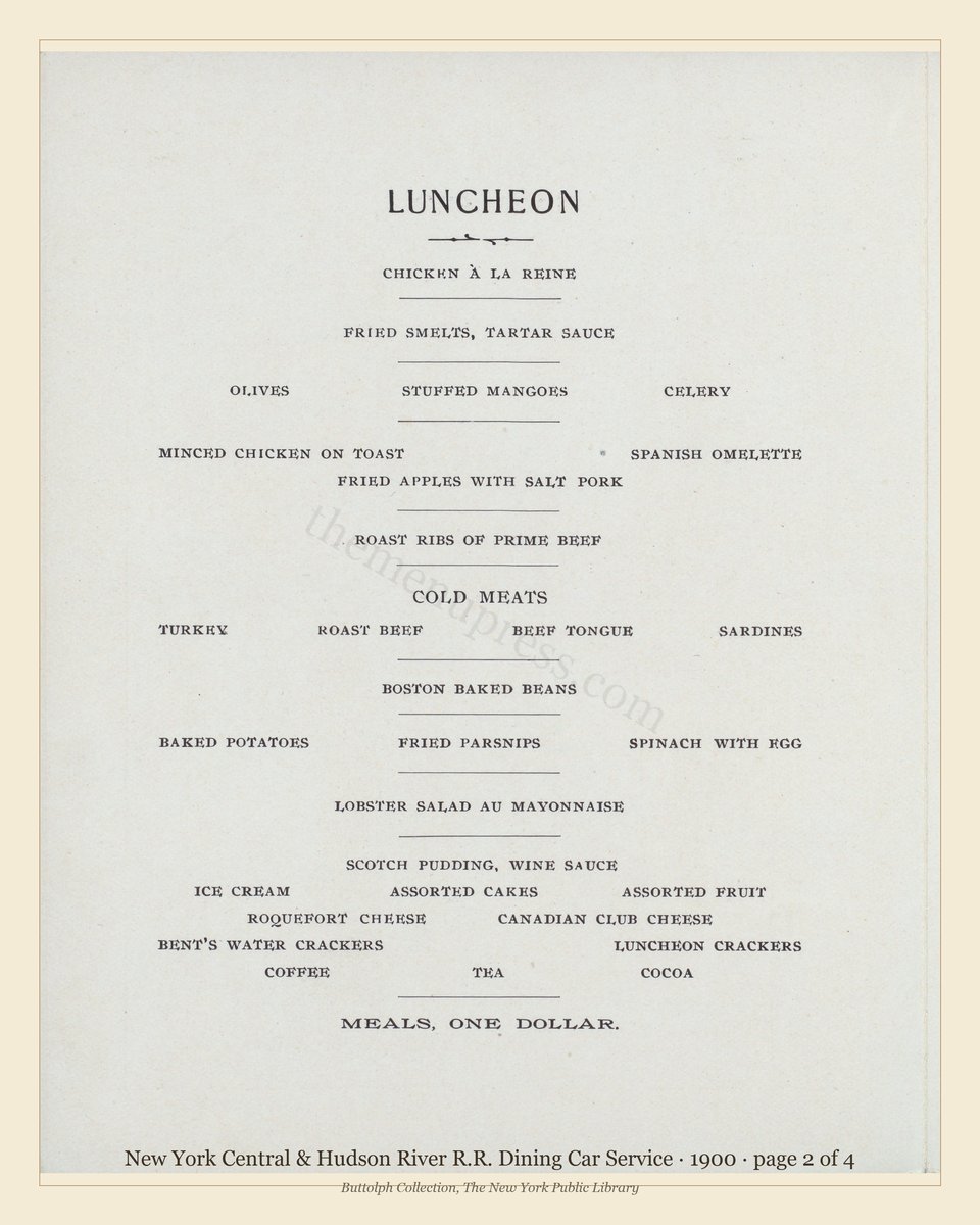 Vintage menu — page 2 of 4