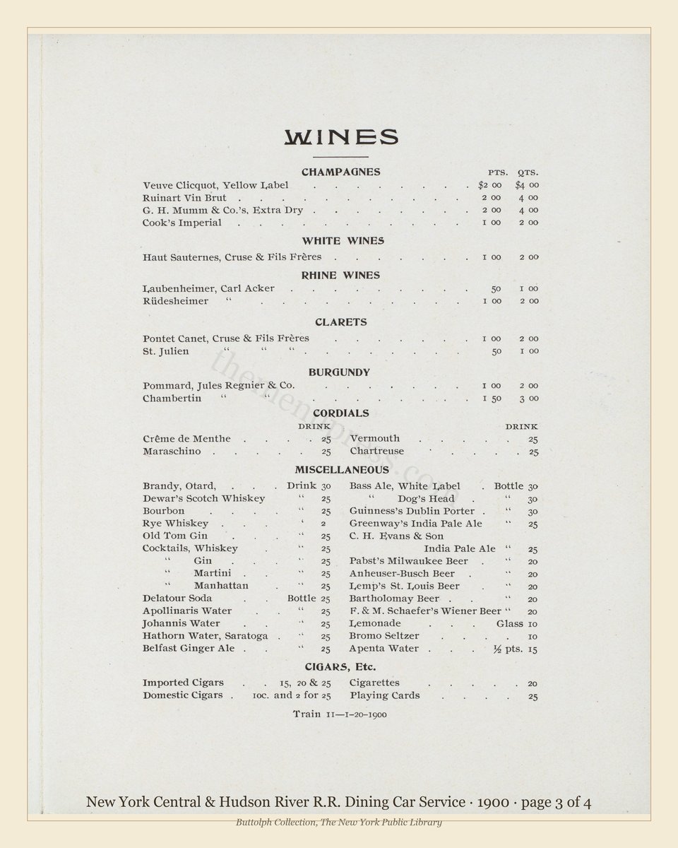 Vintage menu — page 3 of 4