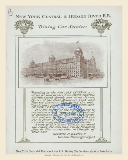 New York Central & Hudson River R.R. Dining Car Service · 1900 — Luncheon