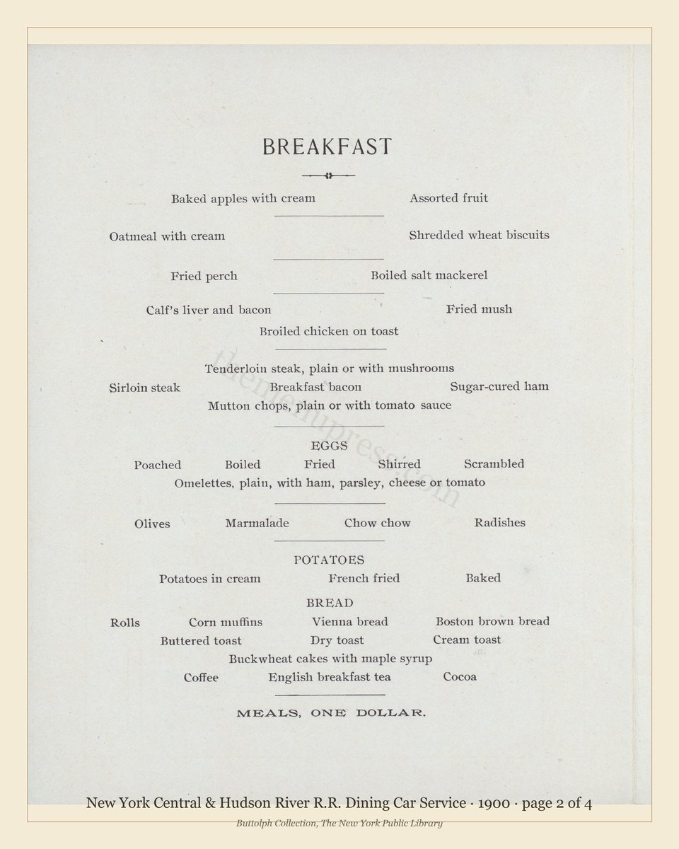 Vintage menu — page 2 of 4