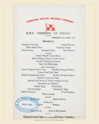 Canadian Pacific Railway Company · 1900 — Breakfast