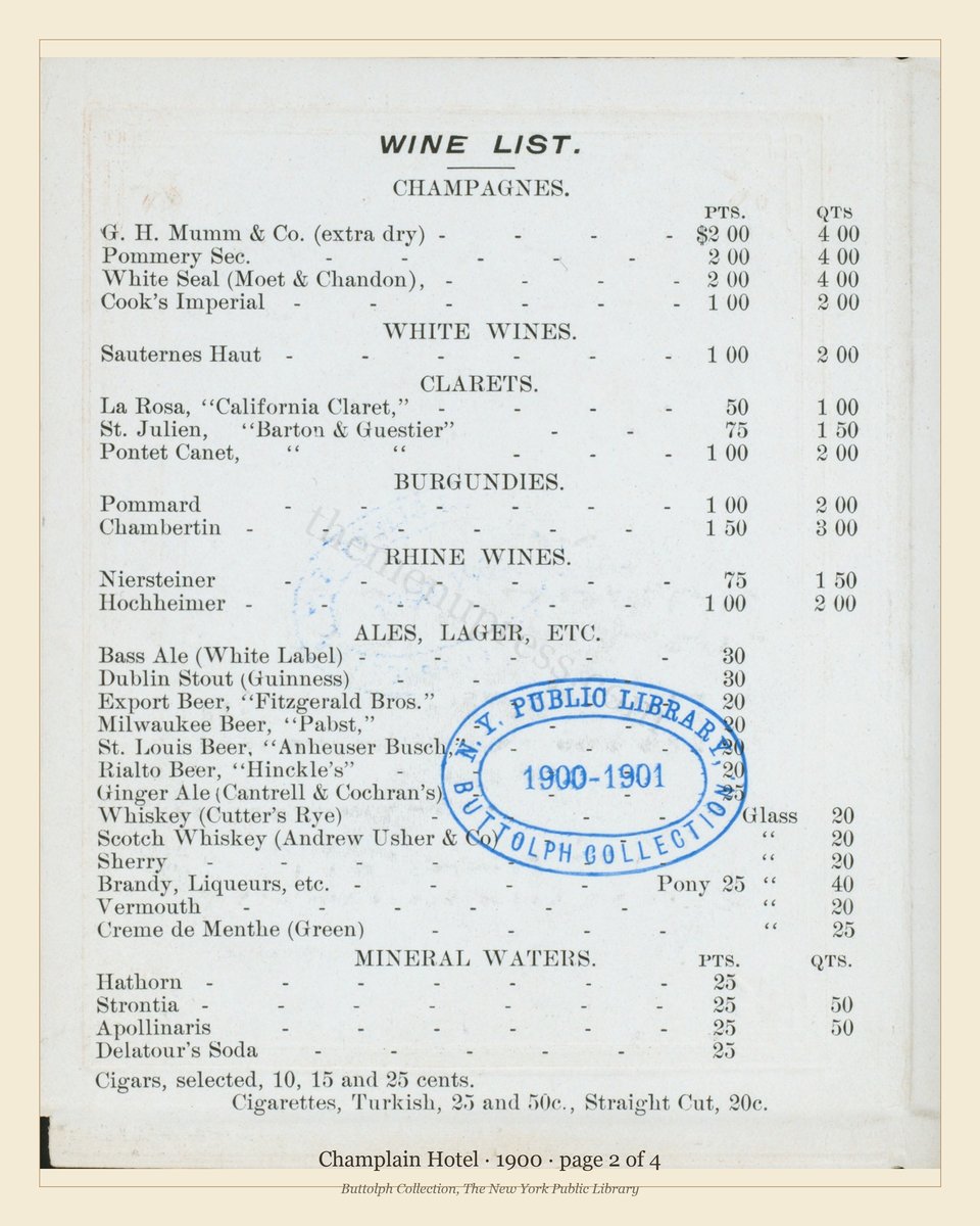 Vintage menu — page 2 of 4