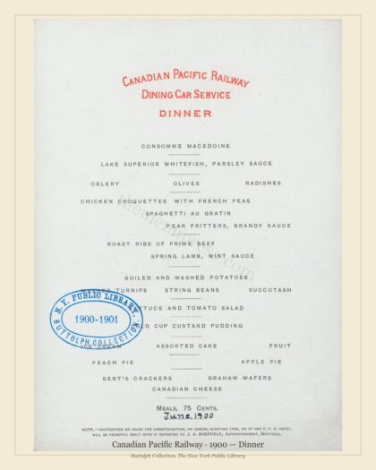 Canadian Pacific Railway · 1900 — Dinner